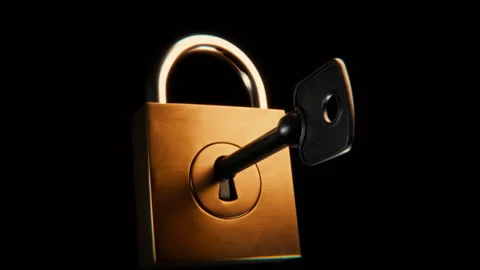 Unlocking Padlock Key Turning Stock Footage 315269032