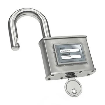 Unlocking padlock with login and password Illustration