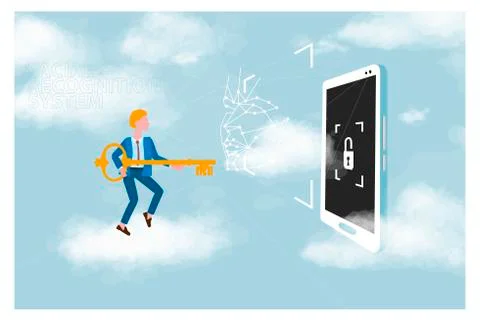 Unlocking personal data and cloud storage of user passwords, concept Stock Illustration