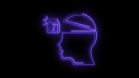 Unlocking potential open mind neon outline of human head concept of knowledge Stock Footage 330778216