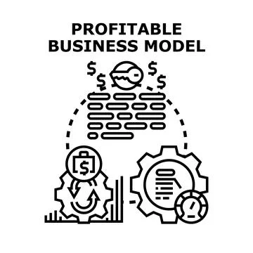 Unlocking profitable business model and financial success strategy Illustrazione stock