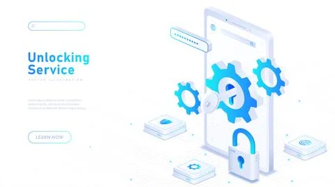 Unlocking service white poster vector Stock Illustration
