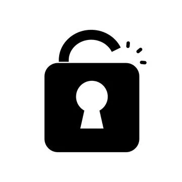 Unlocking silhouette icon. Security. Vector. 库存插图