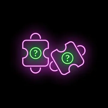 Unlocking solutions, two glowing puzzle pieces with question marks Stock Illustration