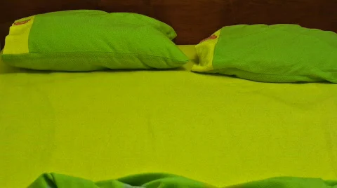 Unmade bed magically done. Stock Footage 627500