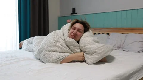 Unmade Bed With White Blanket Stock Footage 273613250