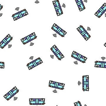 Unmanned bus vector seamless pattern Stock Illustration