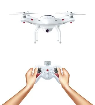 Unmanned Drone With Remote Controller Stock Illustration