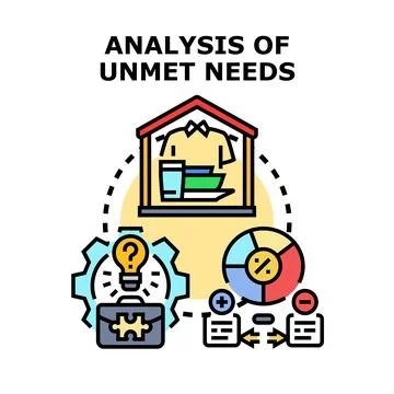 Unmet needs analysis and problem solving strategy Stock Illustration