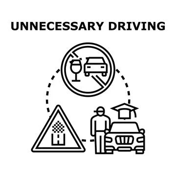 Unnecessary driving concept preventing dangerous car travel Stock Illustration