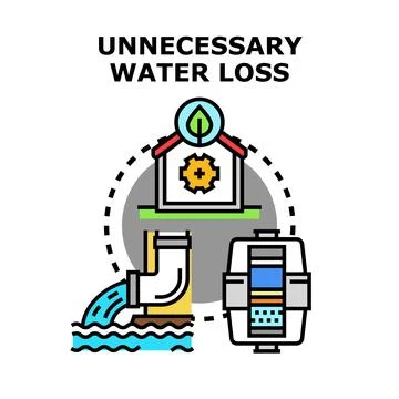 Unnecessary water loss concept vector illustration Stock Illustration