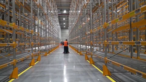 Unoccupied New Warehouse: Potential Space for Future Logistic Endeavors Stock Footage 241897547