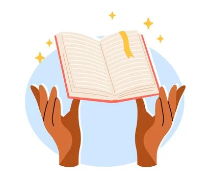 Unopened magic book in womans hands. Education and knowledge symbol. Mystery or Stock Illustration