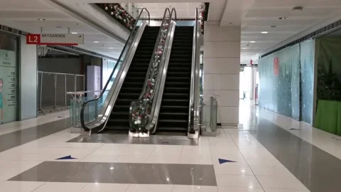 Unopened Mall Inside with Empty Hallways Stock Footage 167042601