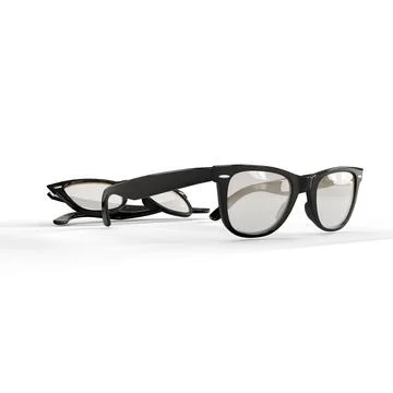 An unopened pair of glasses on white background, 3d rendering Stock Illustration