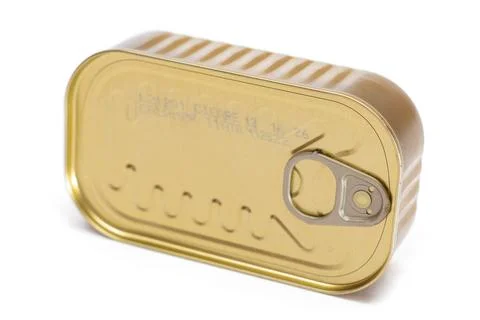 Unopened Rectangular Tin Can Isolated on White Stock Photos