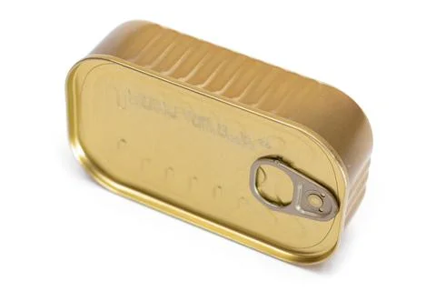 Unopened Rectangular Tin Can Isolated on White Stock Photos
