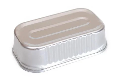 Unopened Rectangular Tin Can Isolated on White Stock Photos