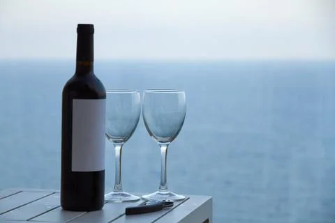 Unopened wine bottle Stock Photos