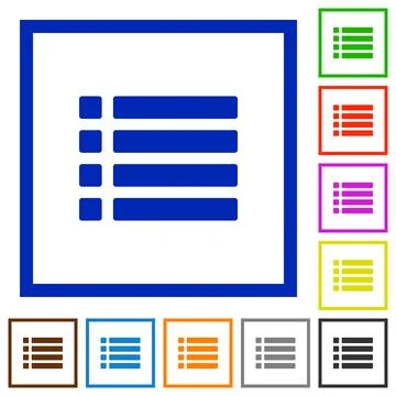 Unordered list flat framed icons 스톡 일러스트
