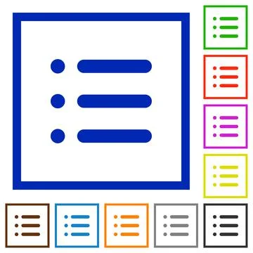 Unordered list flat framed icons 스톡 일러스트