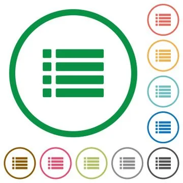 Unordered list outlined flat icons Stock Illustration