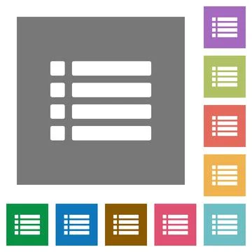 Unordered list square flat icons Stock Illustration