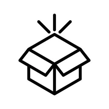Unpack icon linear logo mark in black and white Stock Illustration