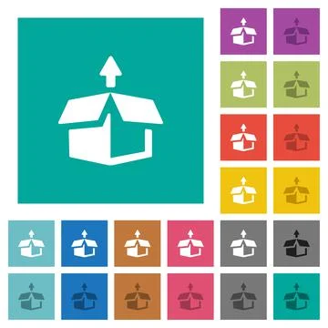 Unpack square flat multi colored icons Ilustración de archivo