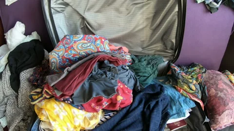 Unpacked luggage Stock Footage 171536210