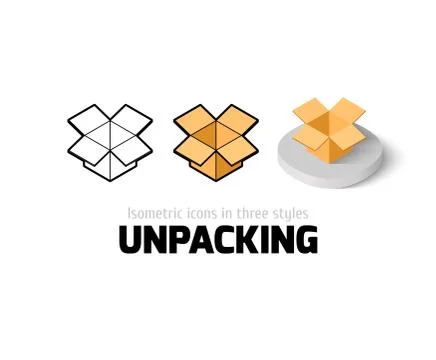 Unpacking icon in different style Stock Illustration