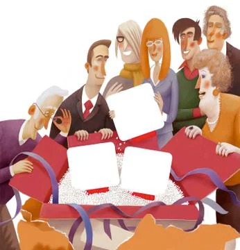 Unpacking the package template Stock Illustration