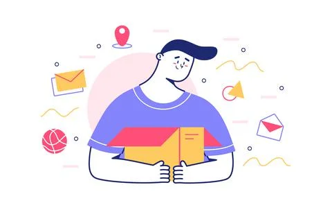 Unpacking paper box Stock Illustration