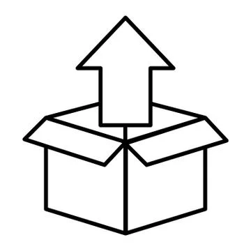 Unpacking thin line icon. Box with up arrow vector illustration isolated on イラスト素材