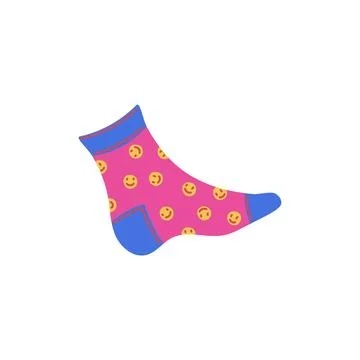 Unpaired sock with funny pattern. Stock Illustration