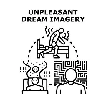 Unpleasant dream imagery causing sleep problems and stress Stock Illustration