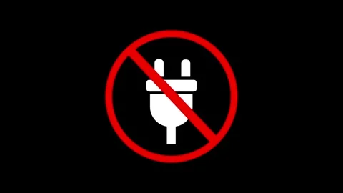 Unplug cable motion graphic of no electricity with a restriction sign on a Stock Footage 309675024