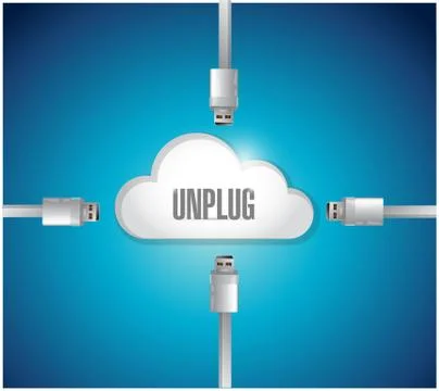 Unplug from a cloud concept illustration Stock Illustration