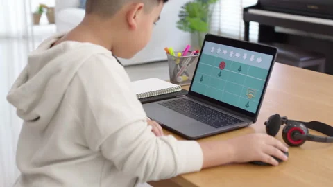 Unplug coding activity online education for asian kid at home 스톡 동영상 151596229