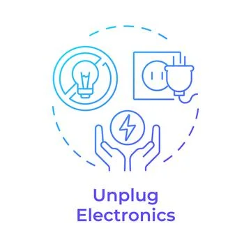 Unplug electronics blue gradient concept icon Stock Illustration