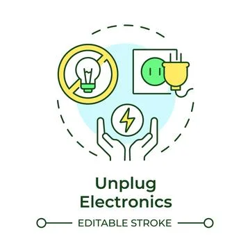 Unplug electronics multi color concept icon Stock Illustration