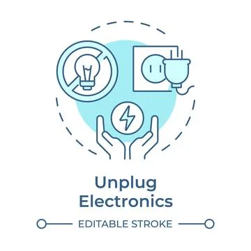 Unplug electronics soft blue concept icon Stock Illustration