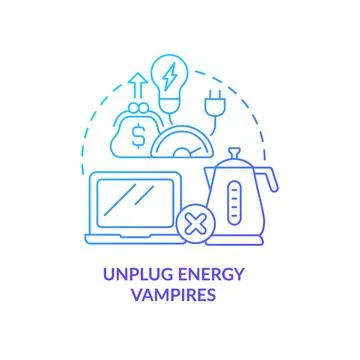 Unplug energy vampires blue gradient concept icon Stock Illustration