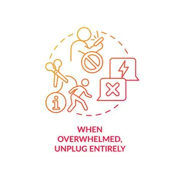 Unplug when feeling overwhelmed red gradient concept icon Stock Illustration