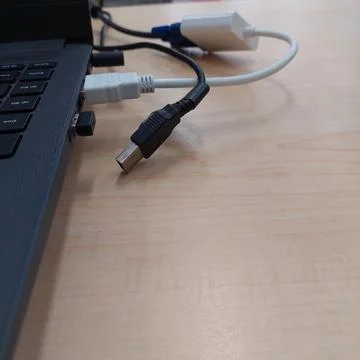 Unplugged the cable to the laptop Stock Photos