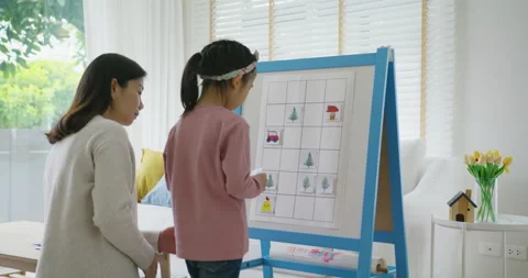 Unplugged coding activity for kindergarten kids at home or homeschool. Stock Footage 164165632