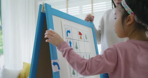 Unplugged coding activity for kindergarten kids at home or homeschool. Stock Footage 164165872