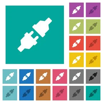 Unplugged power connectors square flat multi colored icons Stock Illustration