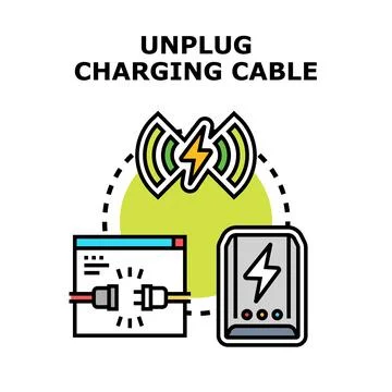 Unplugging charging cable for wireless device power Stock Illustration