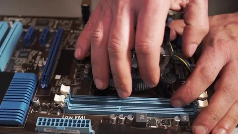 Unplugging CPU Cooler Fan Stock Footage 72679788